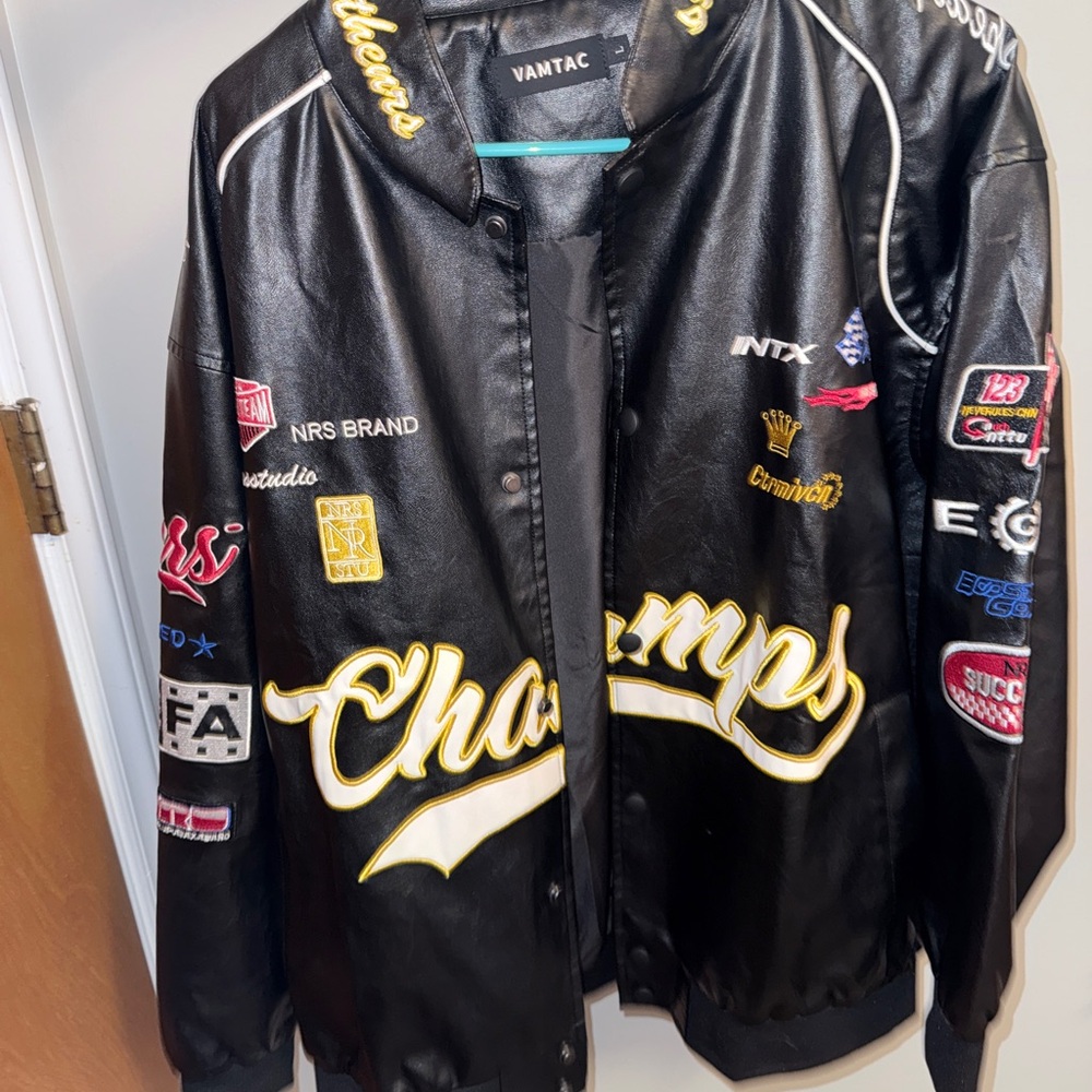 Black Varsity Jacket with Yellow 'Champs' Script